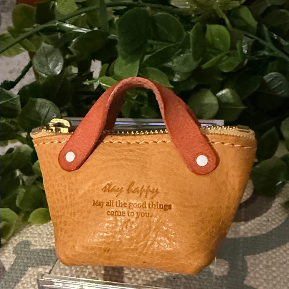 Tan Leather Women's Bag Keychain